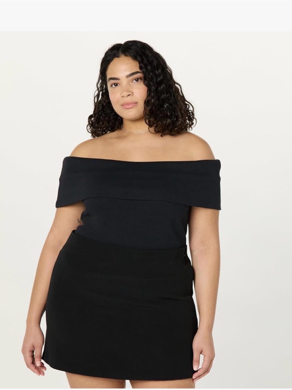 The Drop Jan Black Off-Shoulder Knit Top 3X Ribbed NWT
